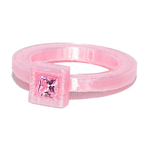 Pink 3D Printed PLA Nanobyte Ring with Cubic Zirconia