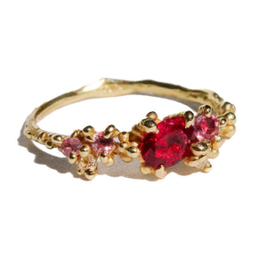 18ct Solid Gold Blossom Ring with Set Gemstones