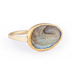 Handmade Labradorite Ring in 24ct and 18ct Gold