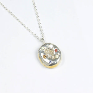 Donut Necklace in Silver with Gold-Plate and Stones
