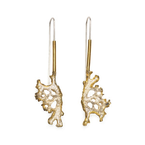 Drop Lichen Earrings in Gold-Plated Silver