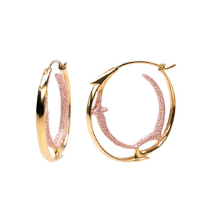 Recycled Sunset Silver Hoop Earrings with Gold