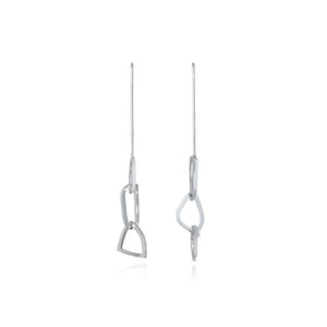 Polished Silver Contemporary Chain Drop Earrings