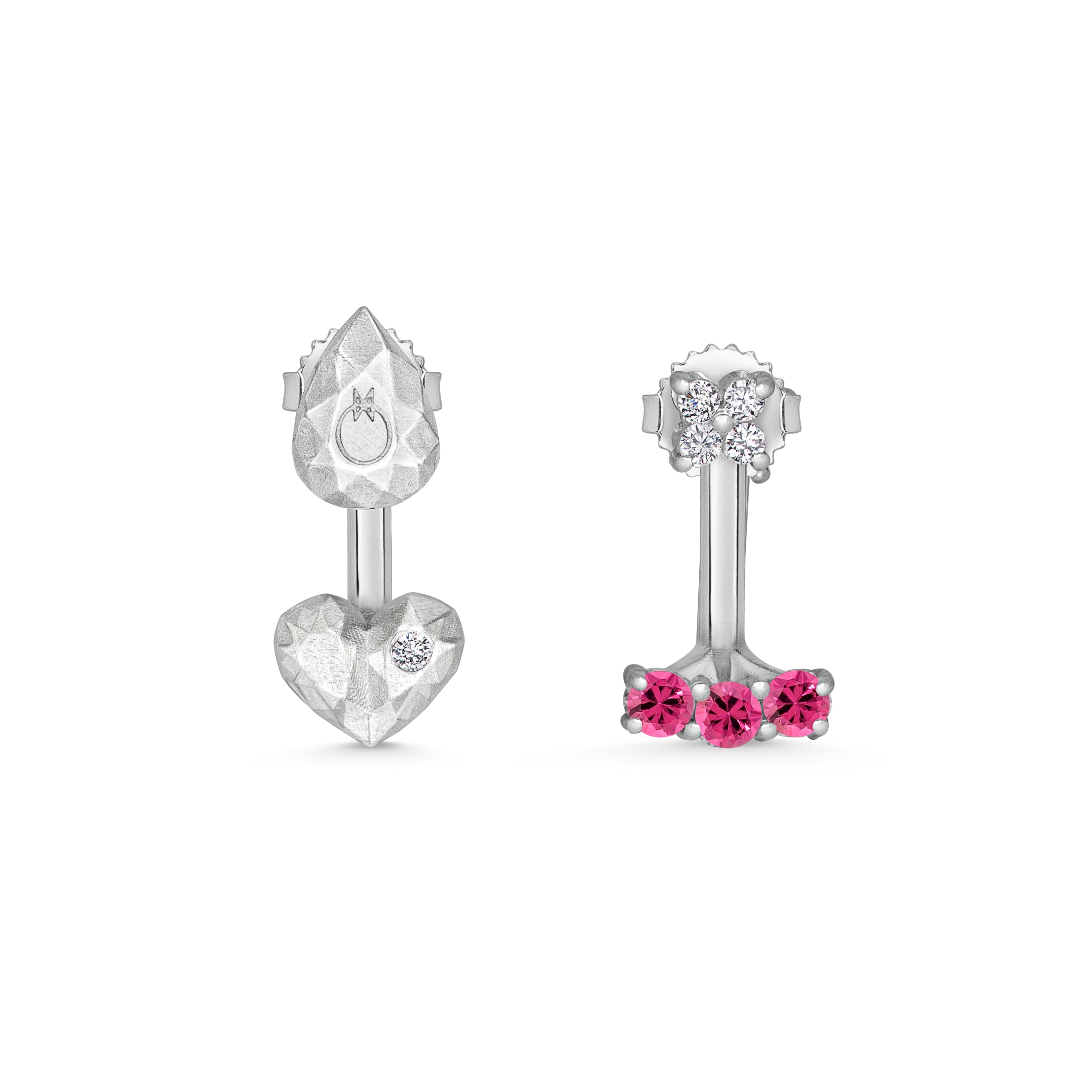 Mismatched Pepita Earrings in Silver with Gems