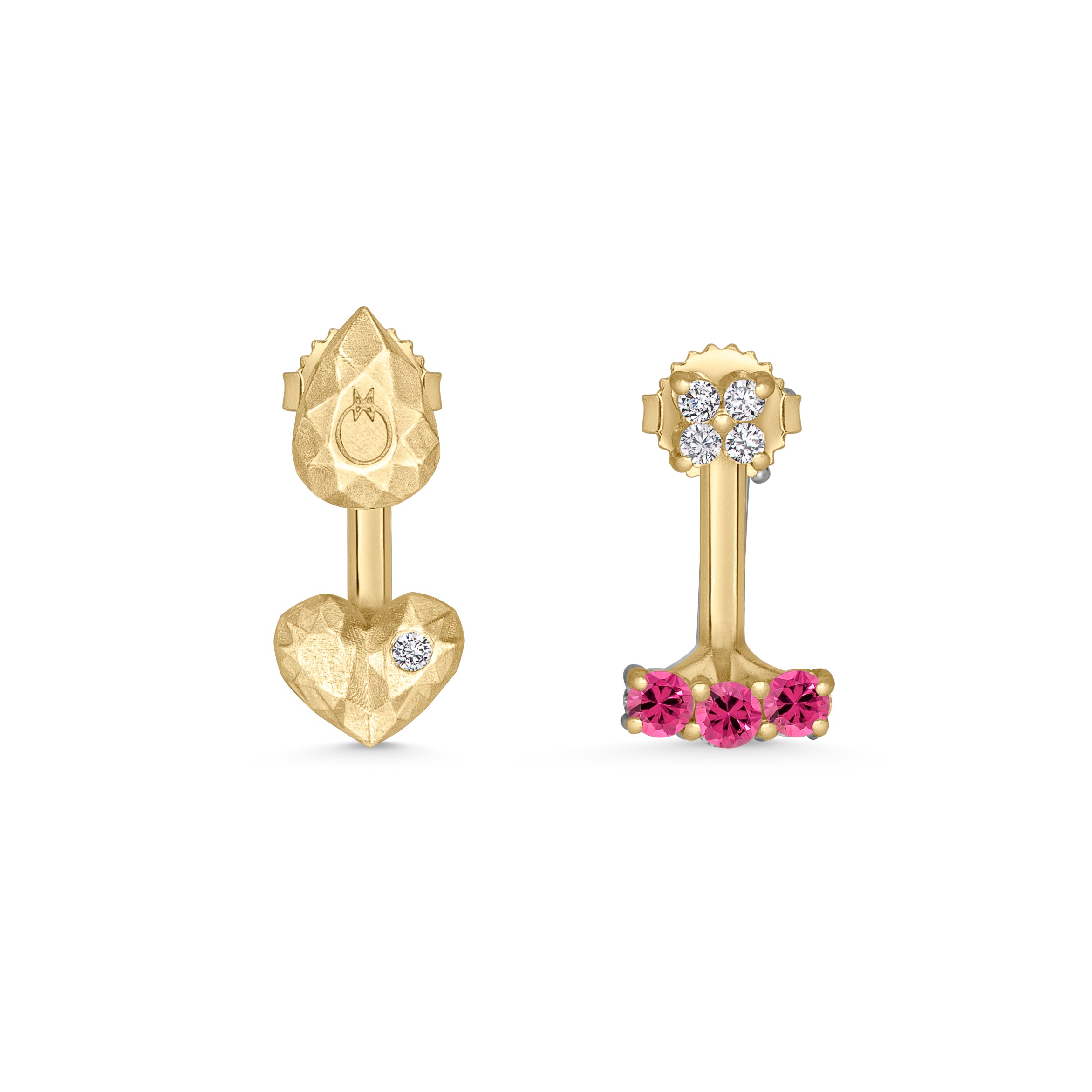 Mismatched Pepita Earrings in Silver with Gems