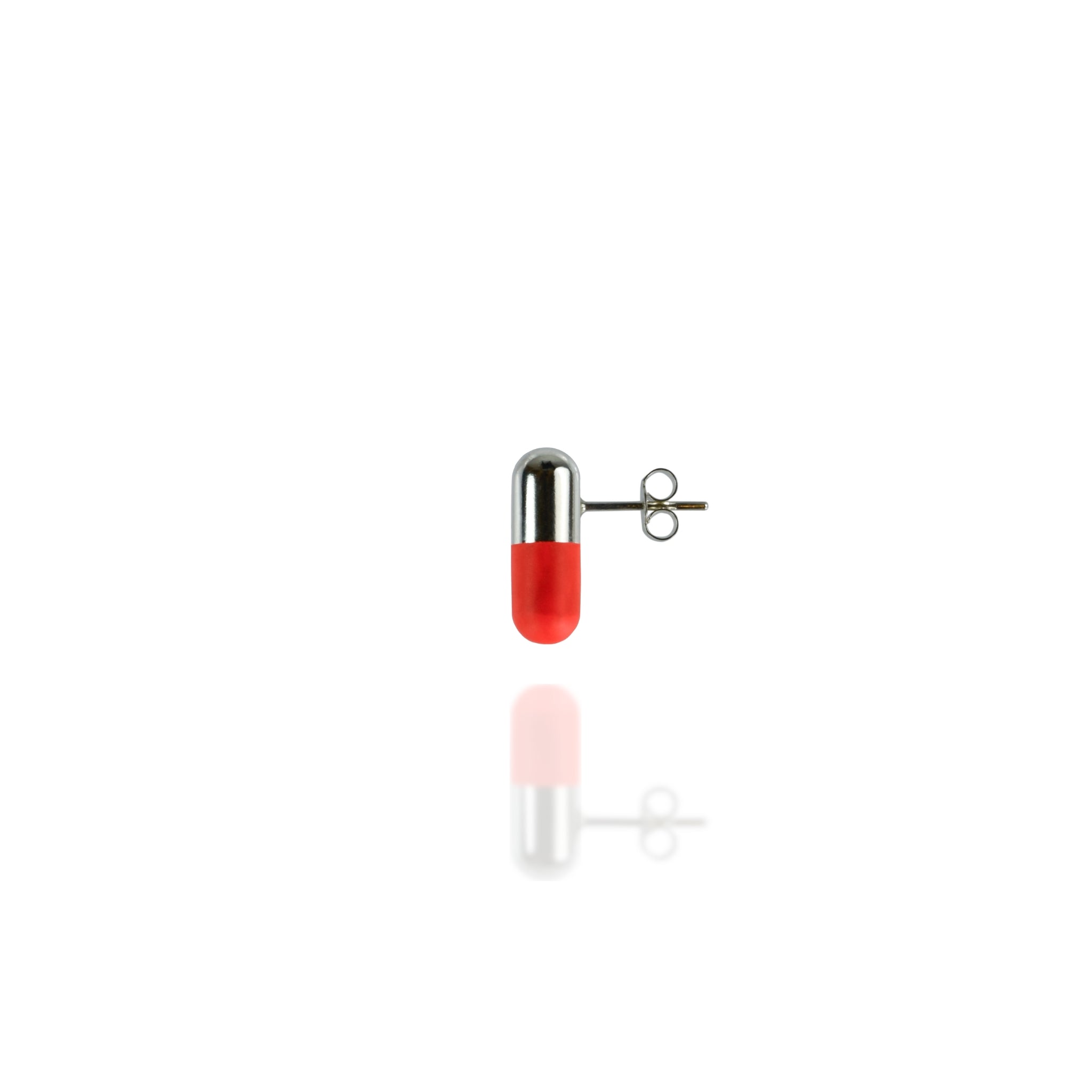 Silver Repeat Prescription Red Pill Earrings