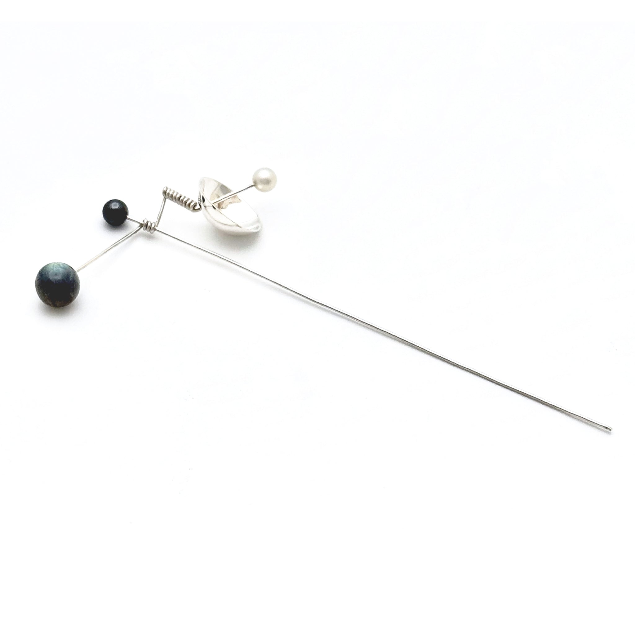 Mizar Hairpin in Silver with Glass and Gemstones