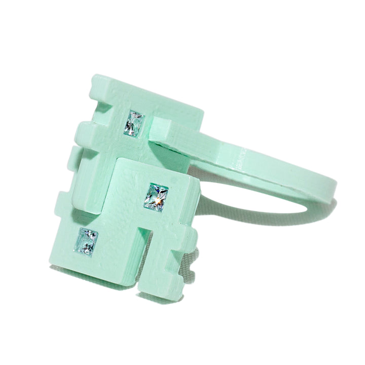 Printed PLA & Cubic Zirconia Connection Ring Set
