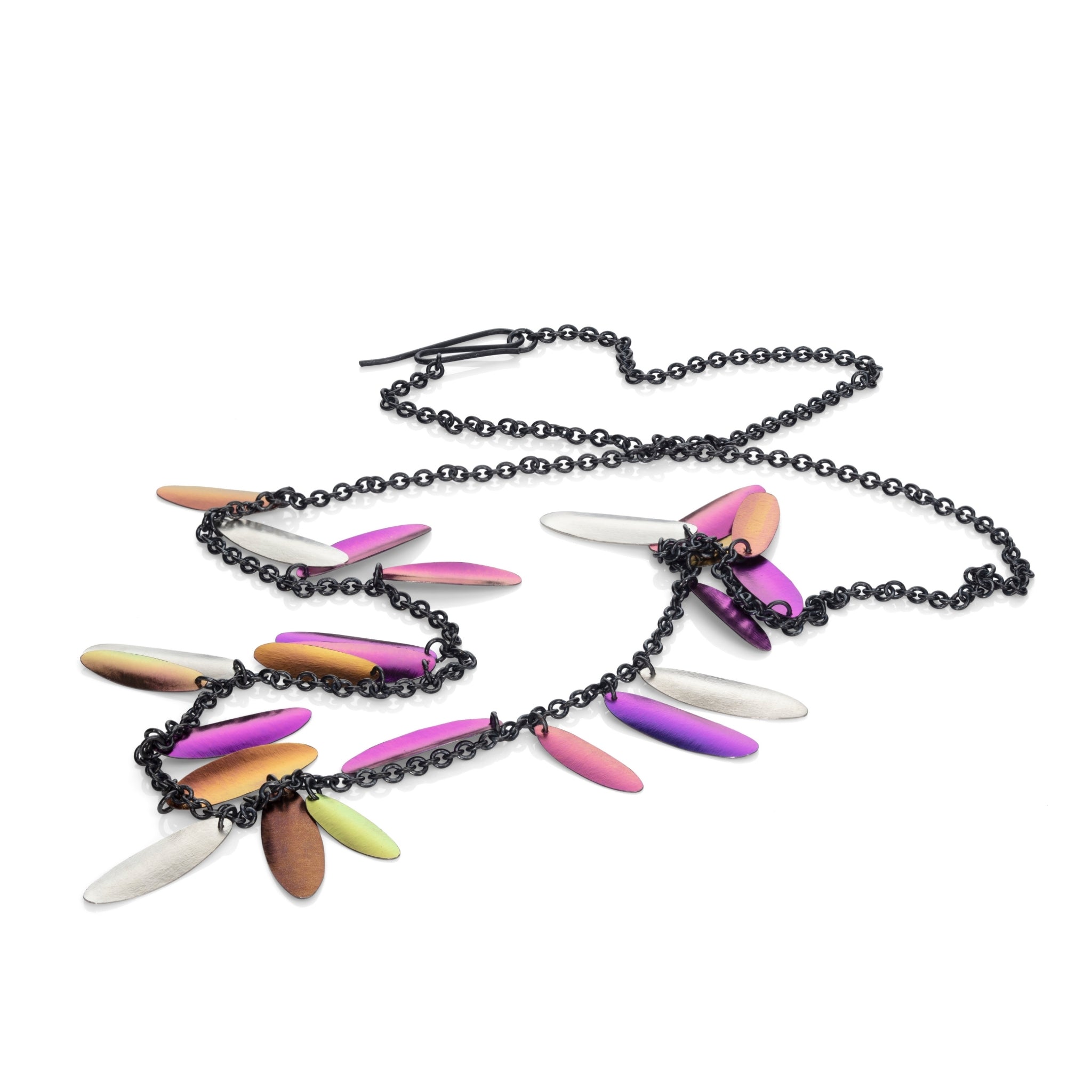 Violet Winged Anodised Niobium and Silver Necklace