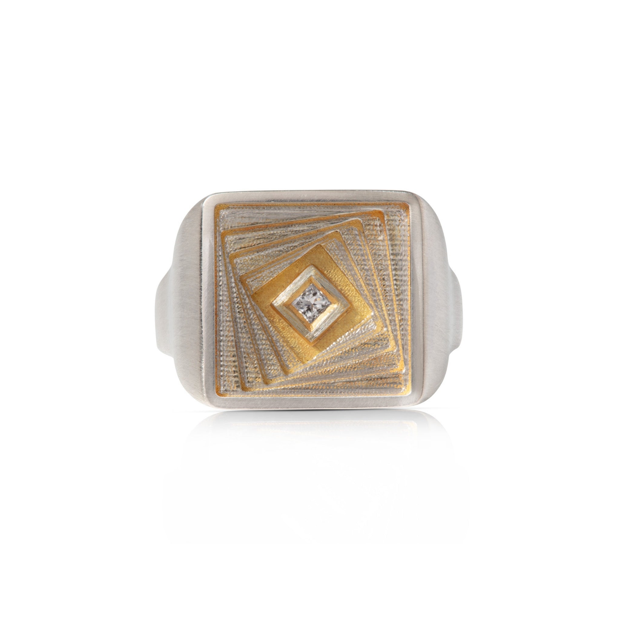 Ratio 18ct Gold-Plated Silver Ring with Diamond
