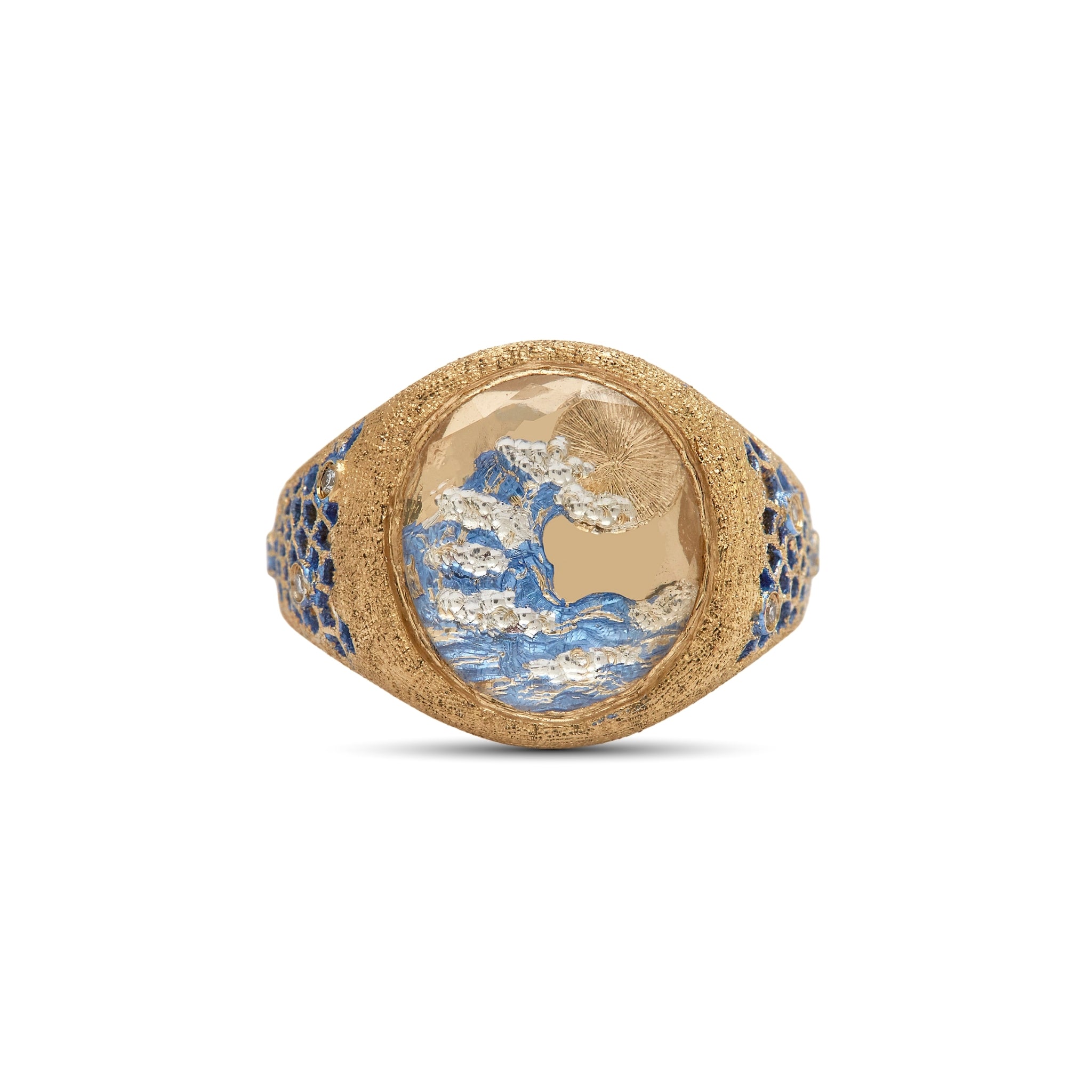 The Great Wave 18ct Yellow Gold Ring with Diamonds