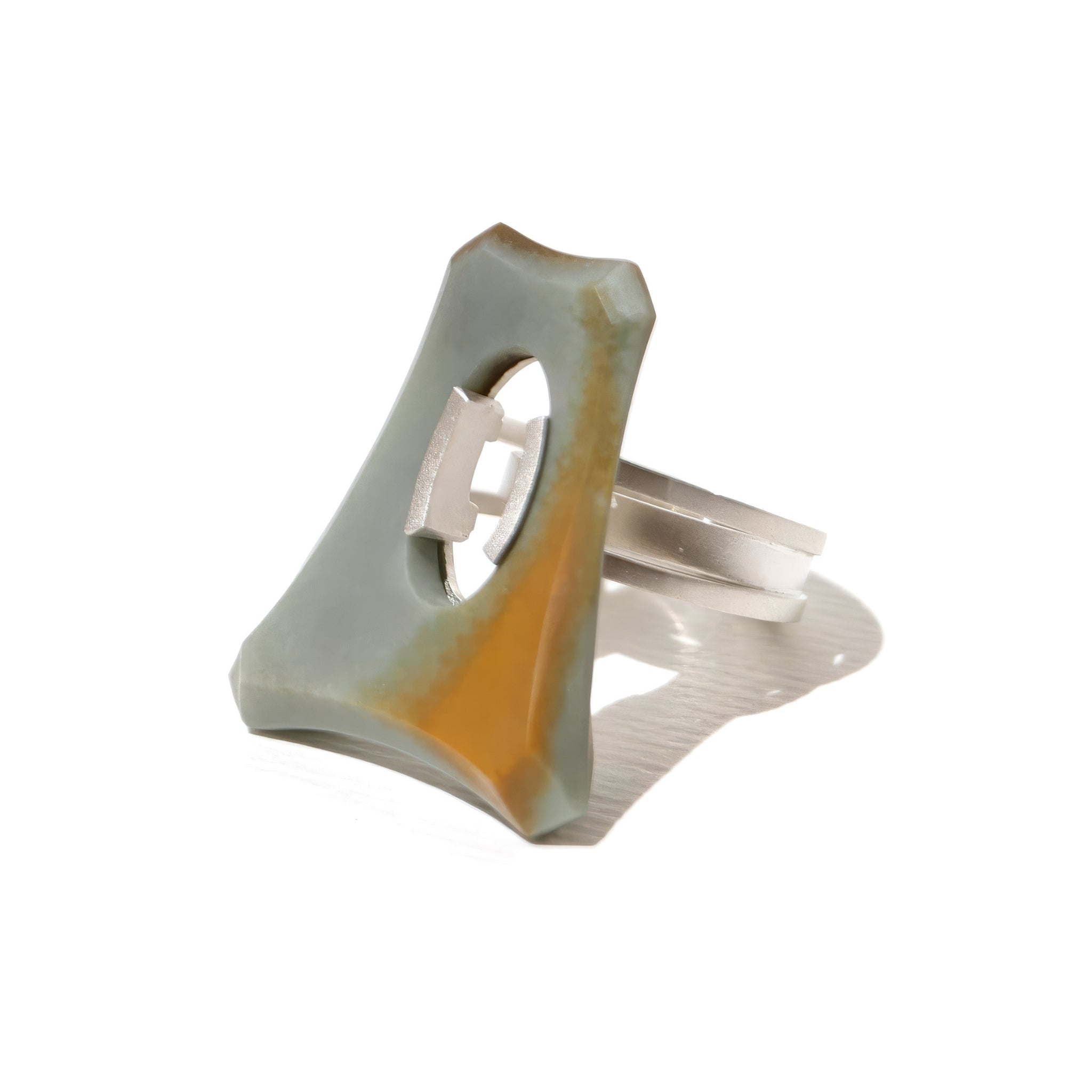 Agate and Polished Sterling Silver Artifecta 2 Ring