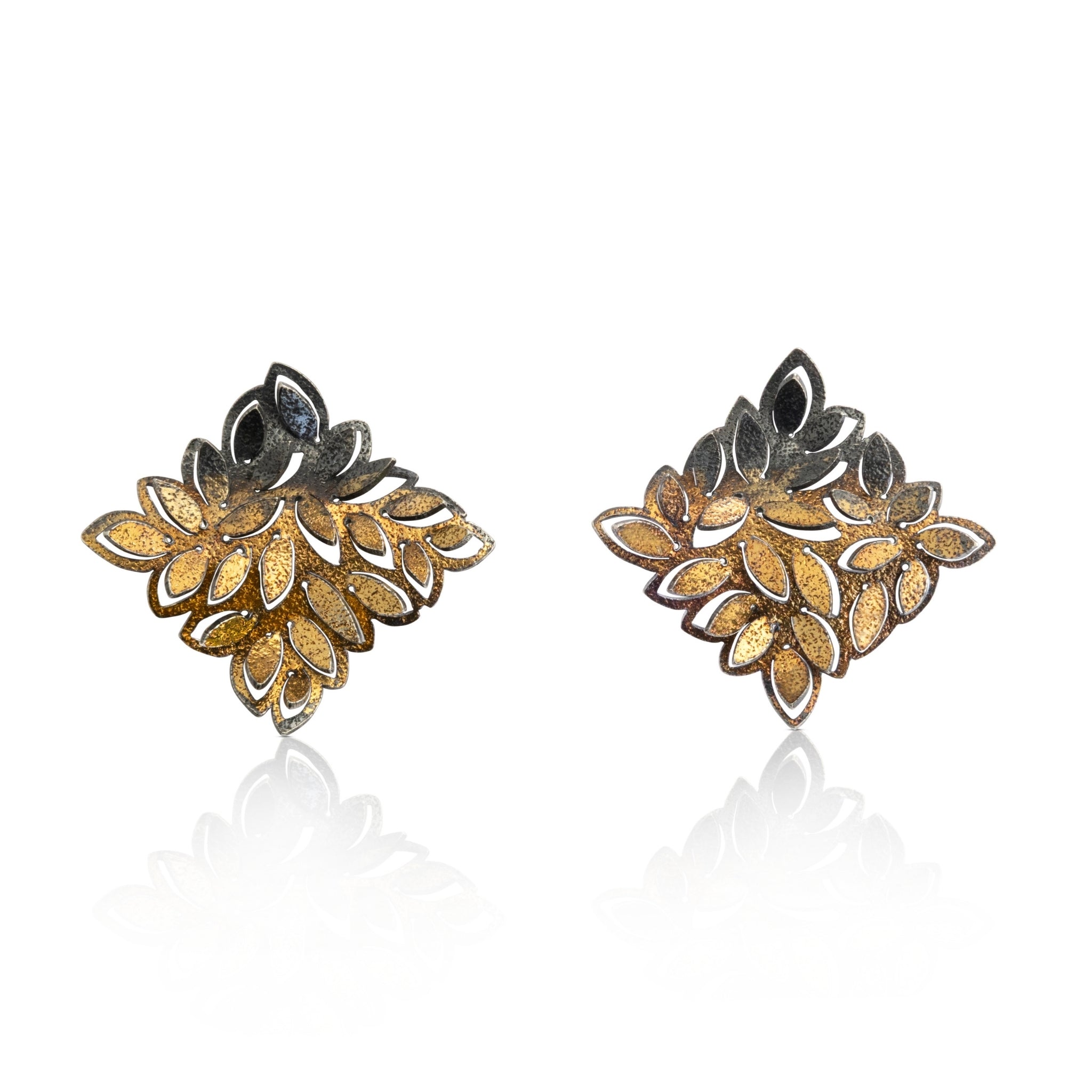 Oxidised Sterling Silver and Gold Foil Faded Studs