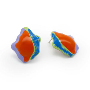 Red/Blue/Green Enamel Painted Brass Float Earrings