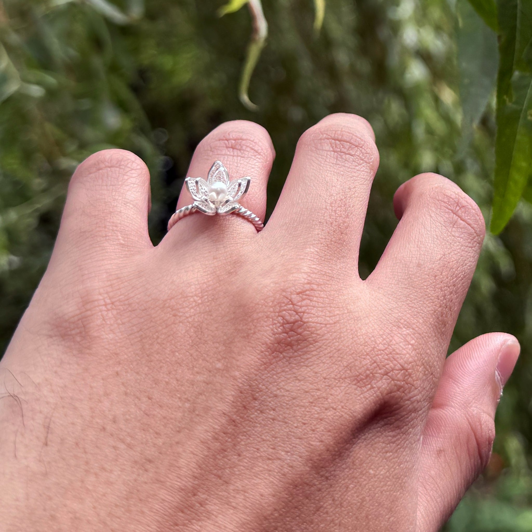 Half Spiral Jasminum Recycled Silver Filigree Ring