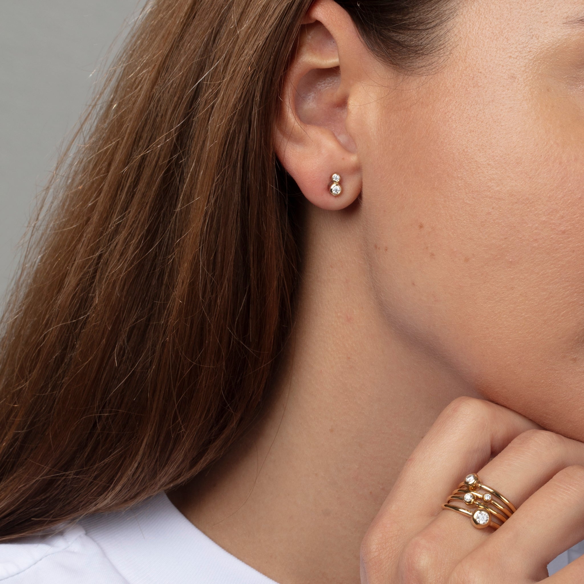 Double Pixel v3 Single Stud in Gold and Diamonds