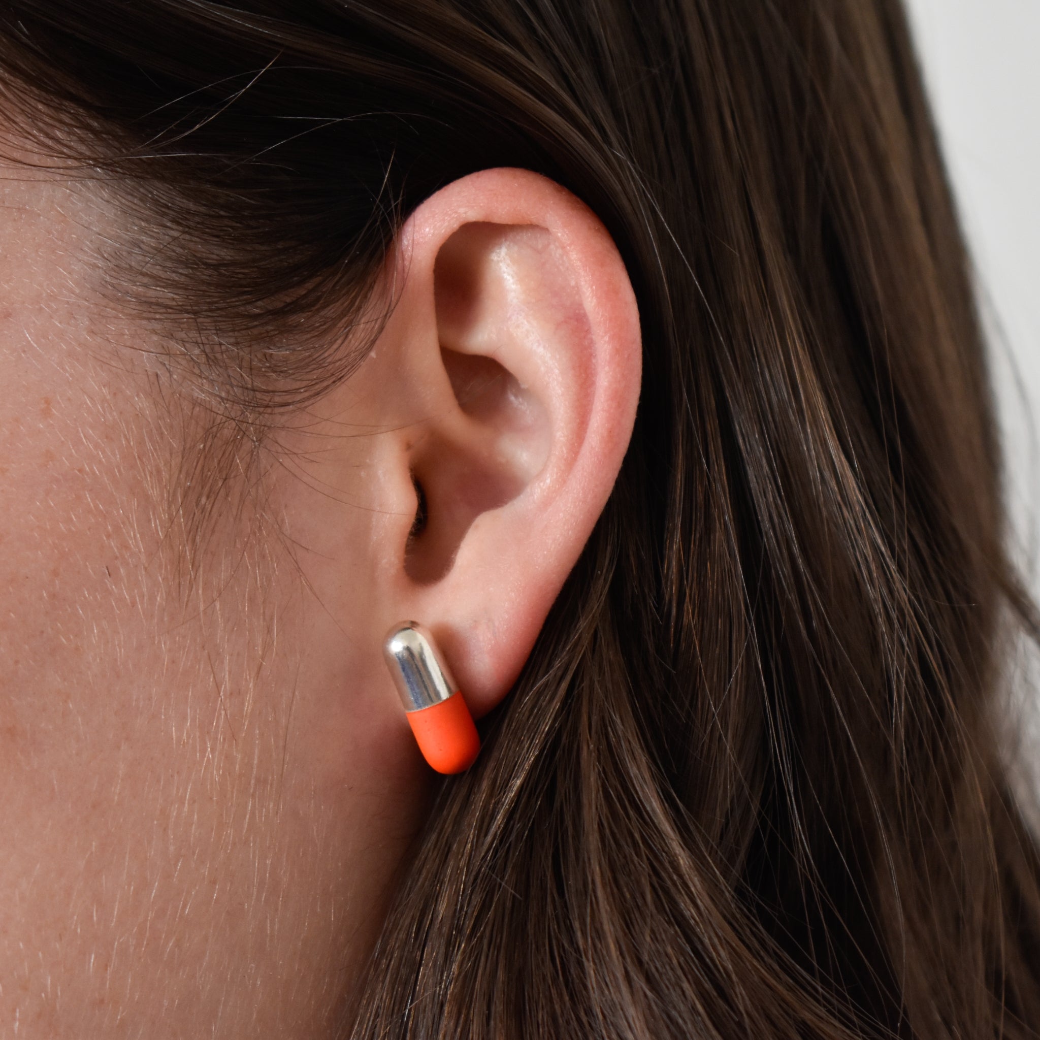 Silver Repeat Prescription Red Pill Earrings