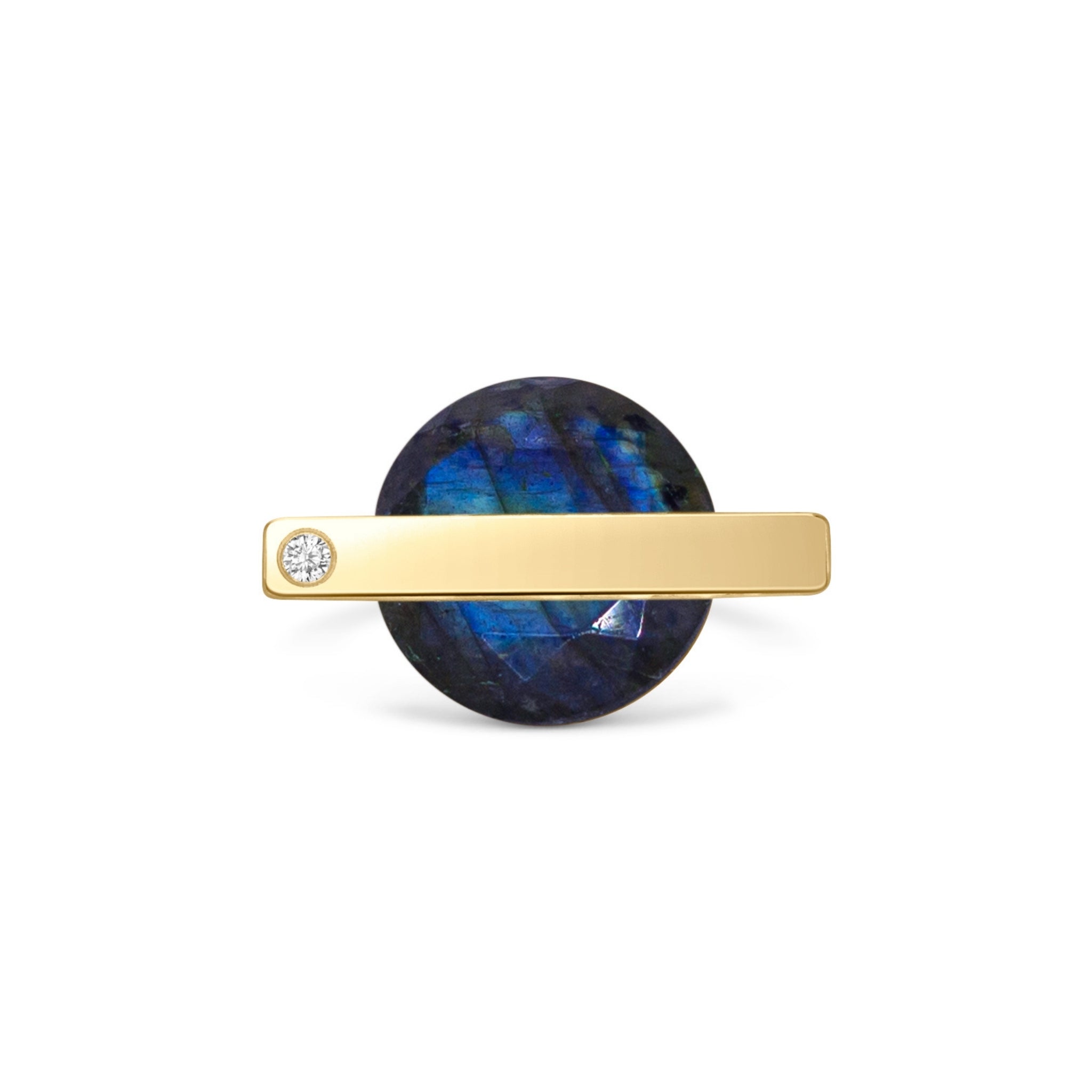 Labradorite and Diamond Tension Setting Silver Ring