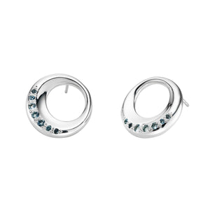 Wave Earrings in Sterling Silver with Aquamarines