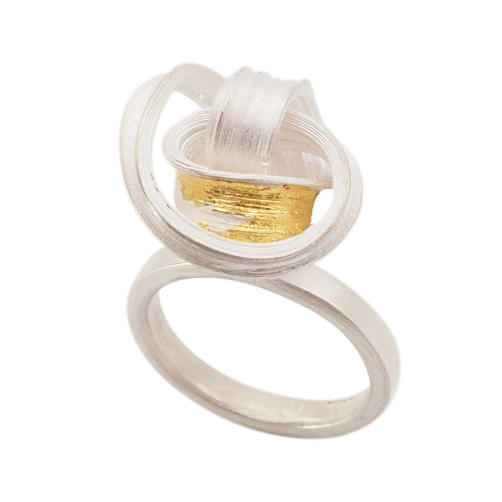 Moon Flower Ring in Sterling Silver and 24ct Gold