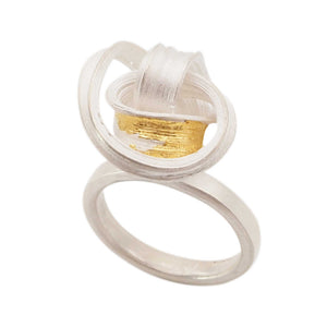 Moon Flower Ring in Sterling Silver and 24ct Gold