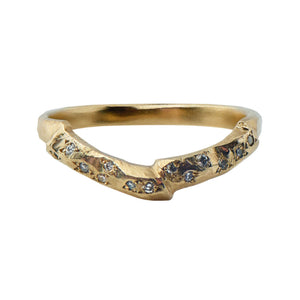 Andes Curved Gold Band with Salt and Pepper Diamonds