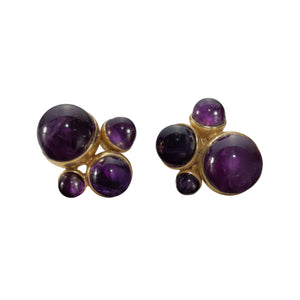 Yellow Gold Vermeil and Amethyst Cluster Earrings