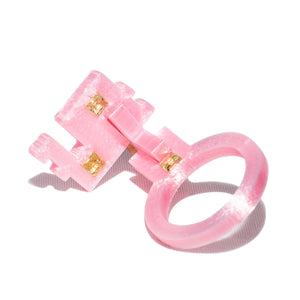 Connection Ring Set in Pink PLA with Cubic Zirconia