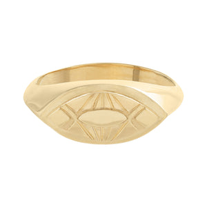 Zimba Ring in Hand Cast & Engraved 9ct Yellow Gold