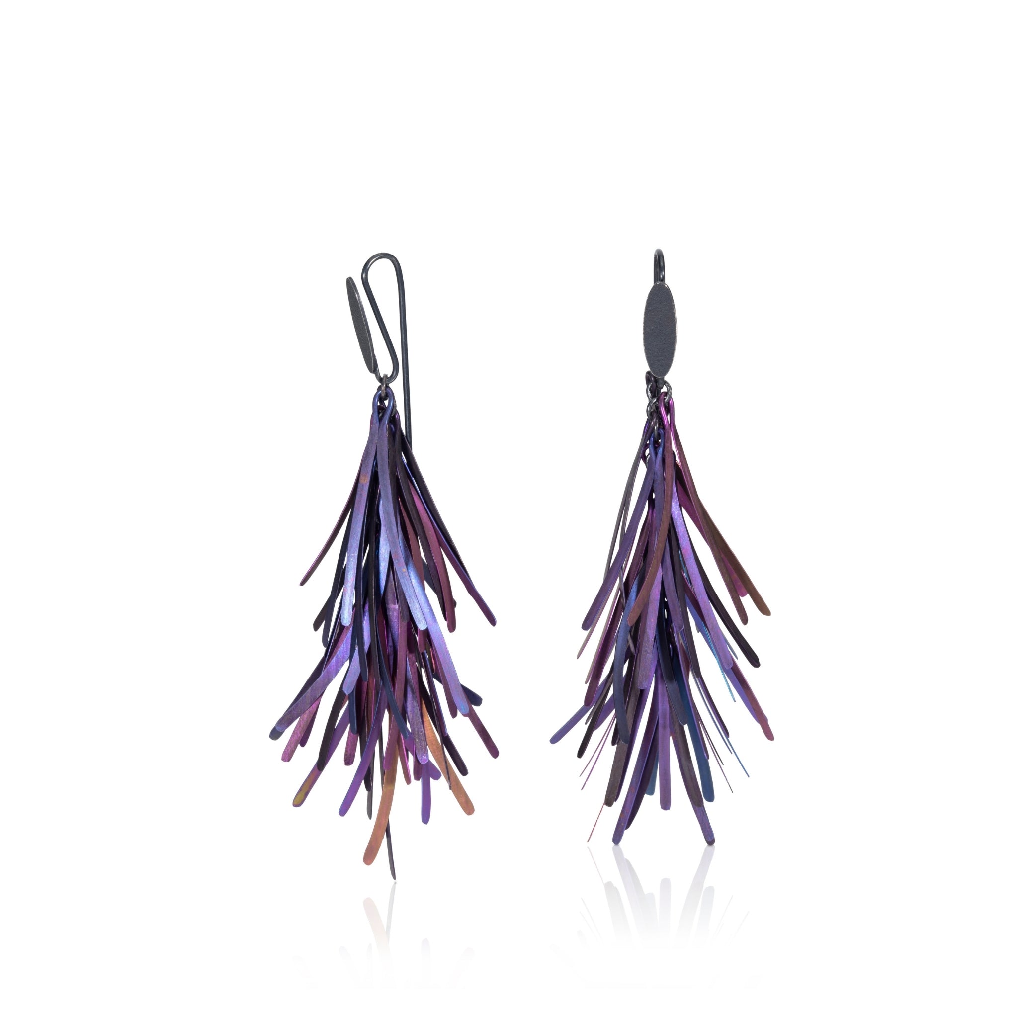 Plume Violet Earrings in Niobium and Sterling Silver
