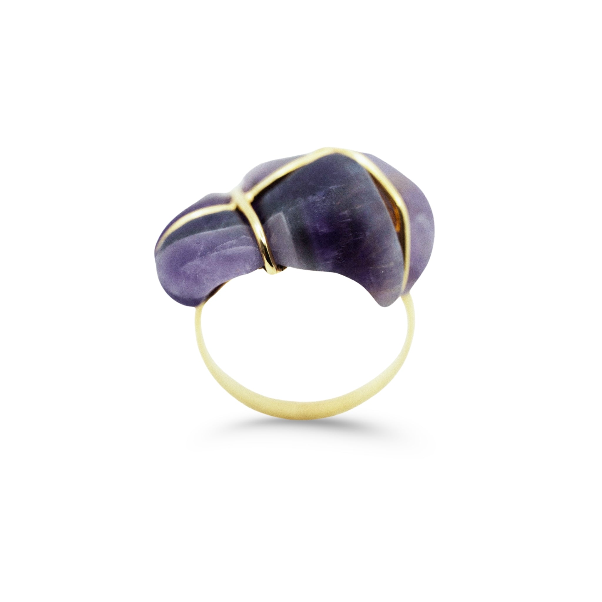 Ring in Amethyst with 9ct Gold Wire and Citrine