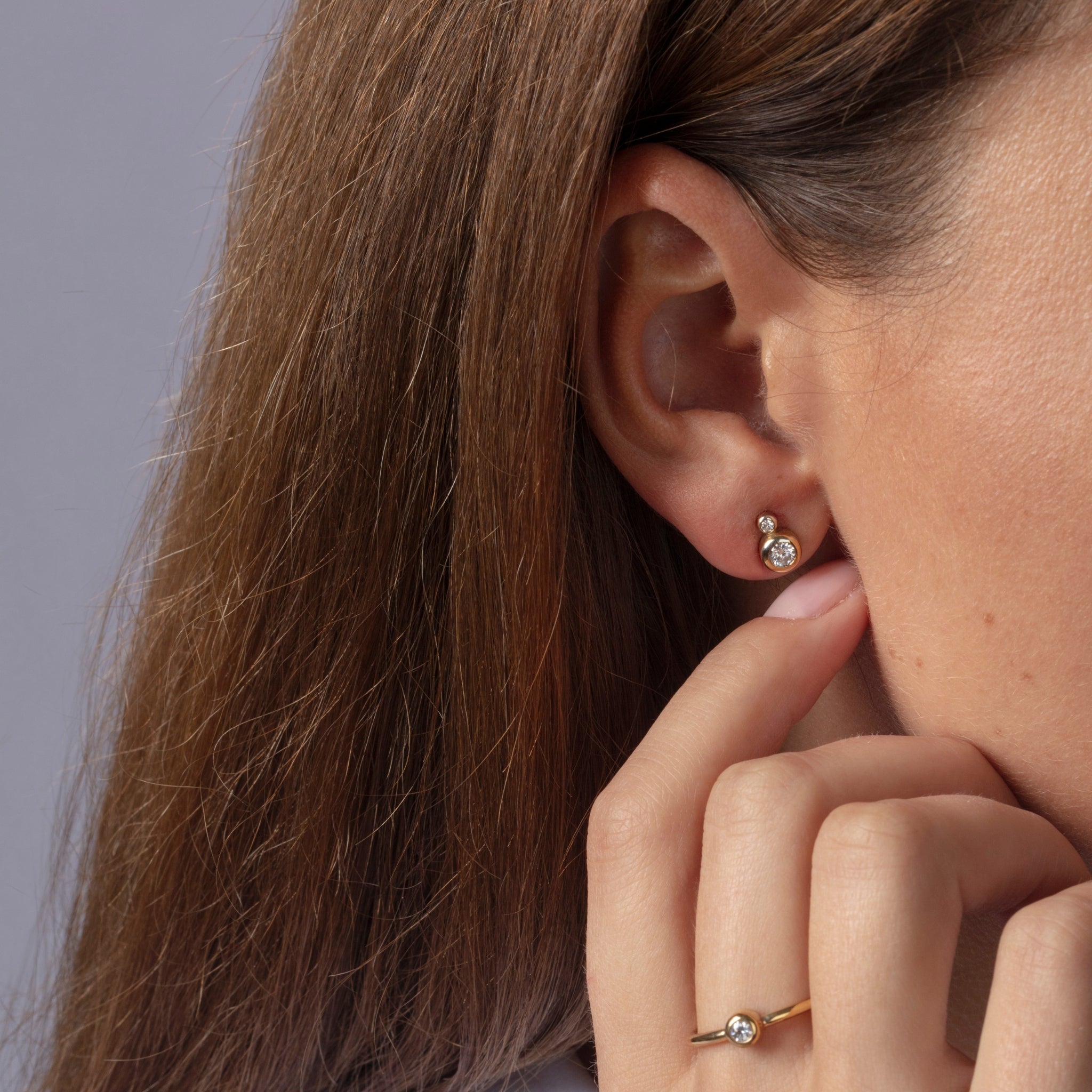 18ct Gold and Diamond Double Pixel Single Stud v5