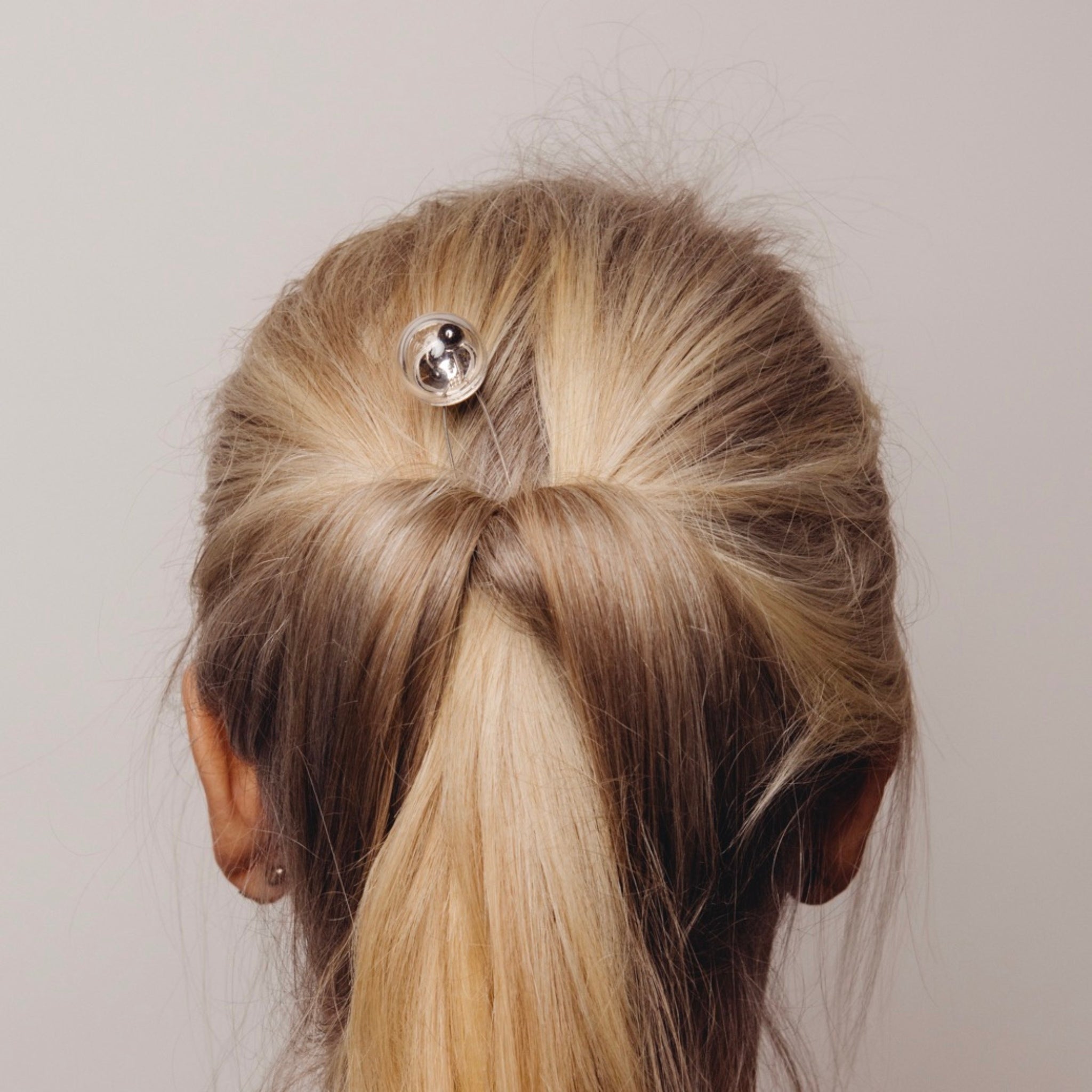 Geminga Sterling Silver, Hematite and Glass Hairpin