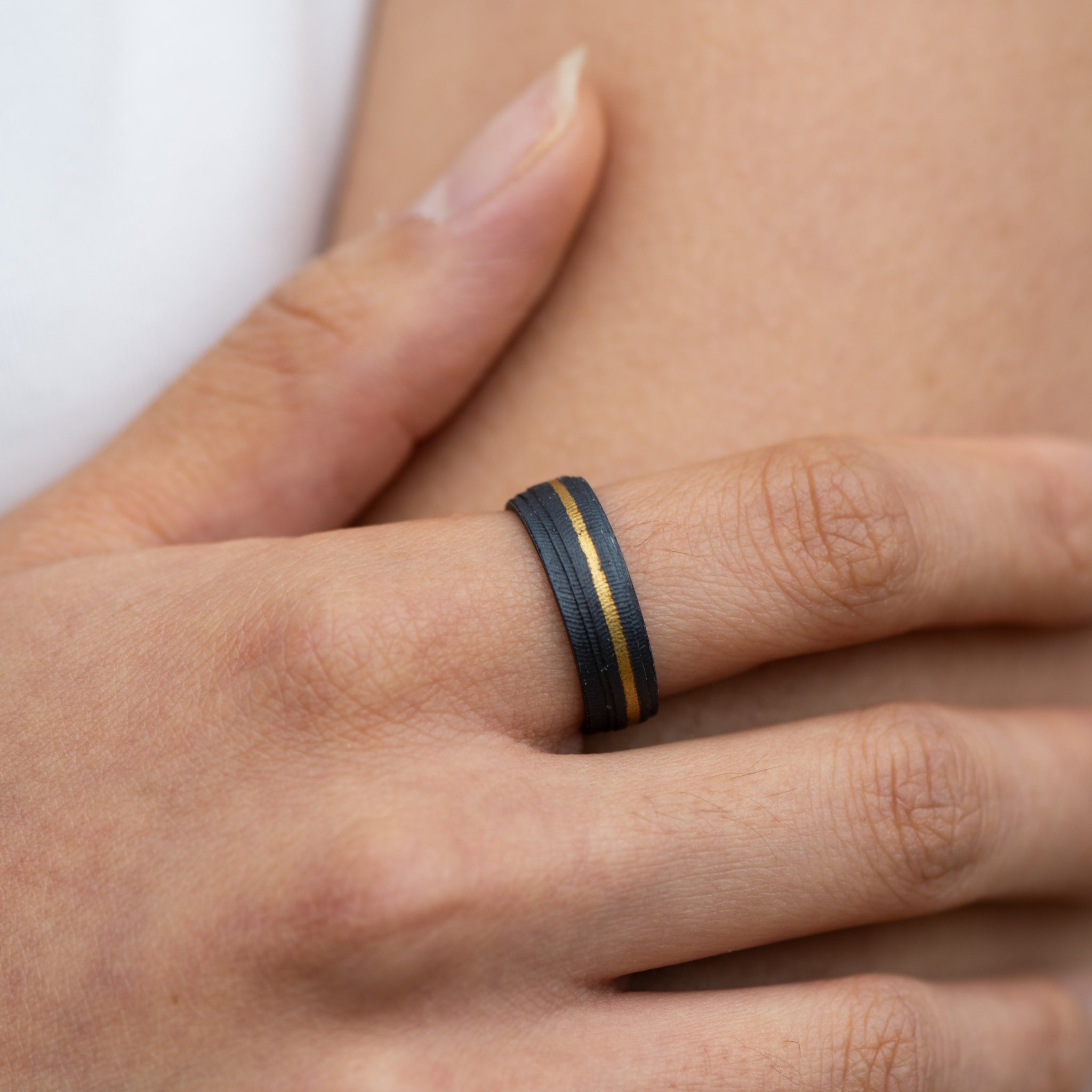 Recycled Silver Transcendence Golden Thread Ring