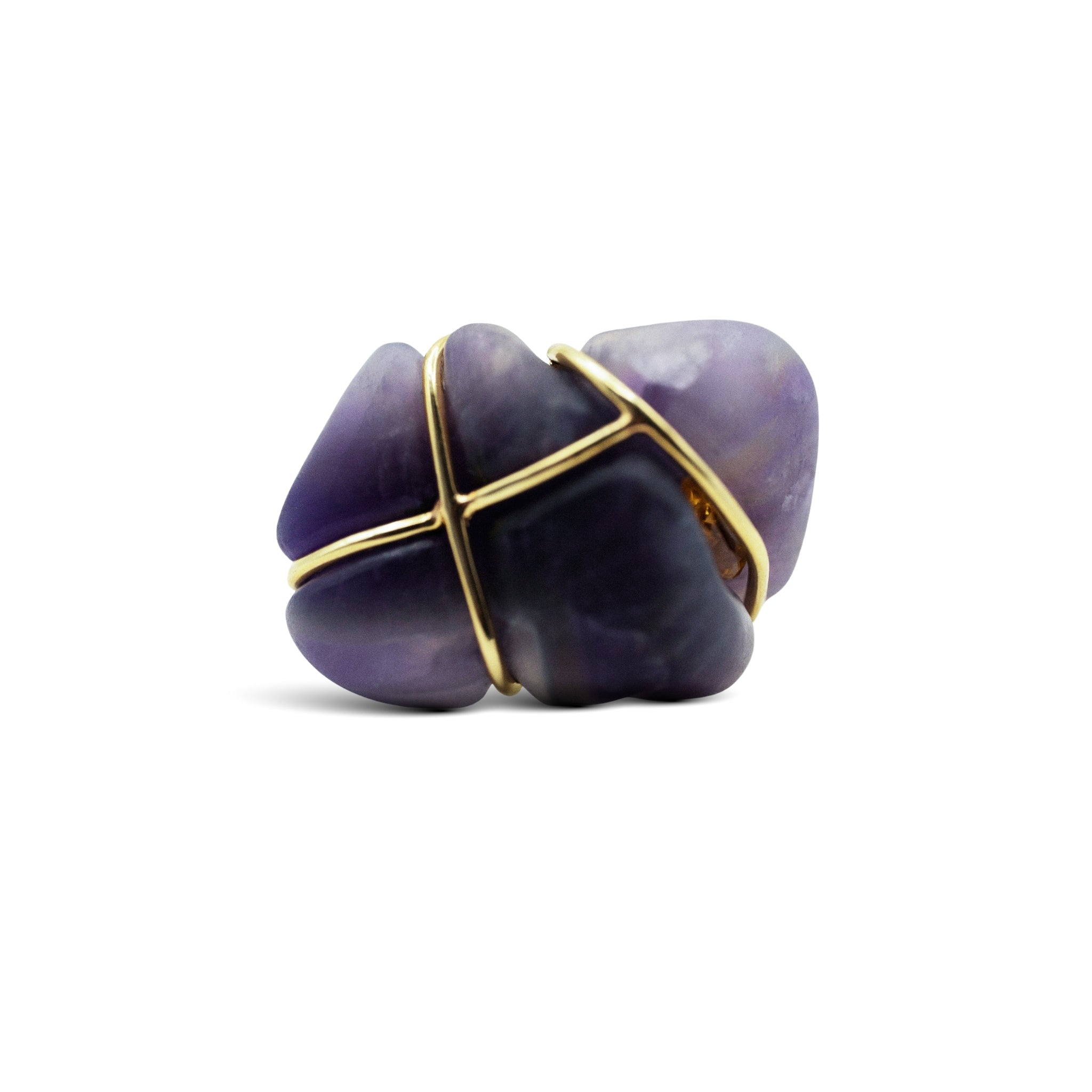 Ring in Amethyst with 9ct Gold Wire and Citrine