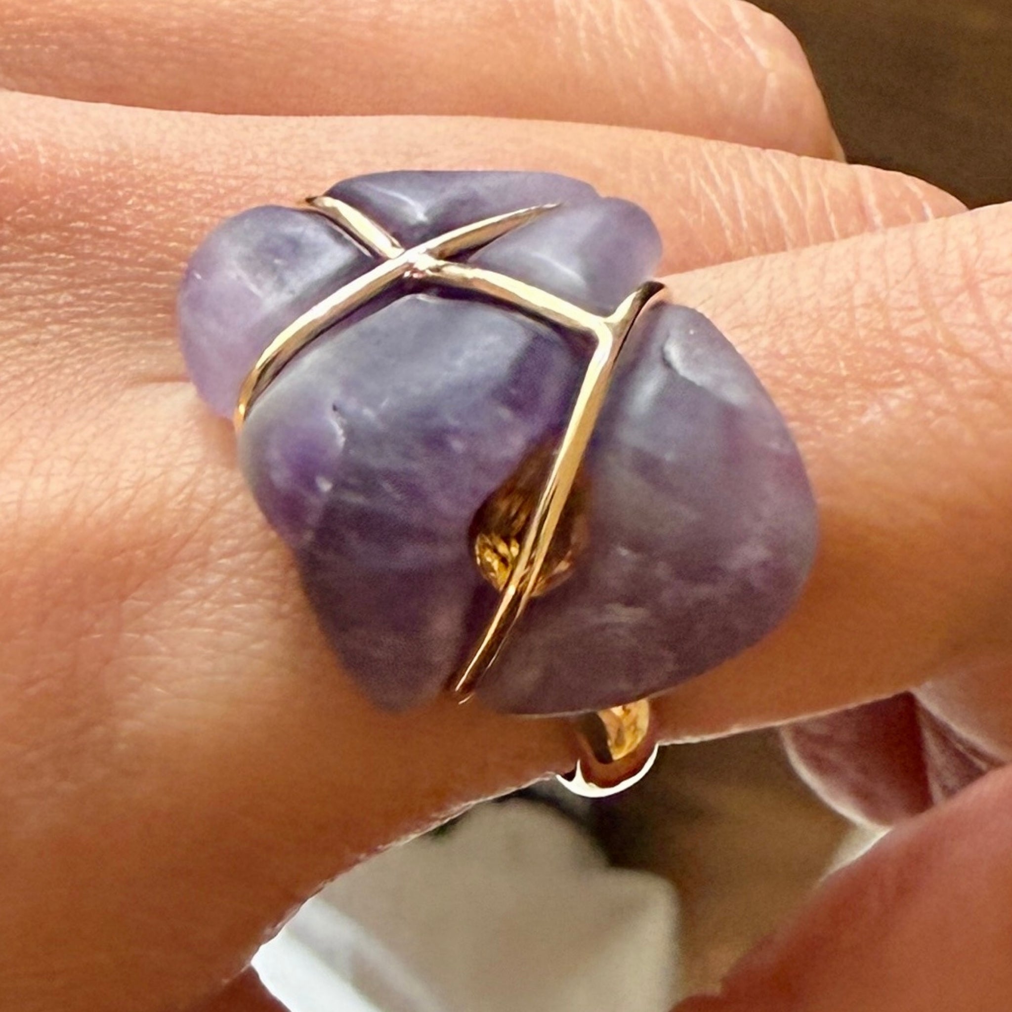 Ring in Amethyst with 9ct Gold Wire and Citrine