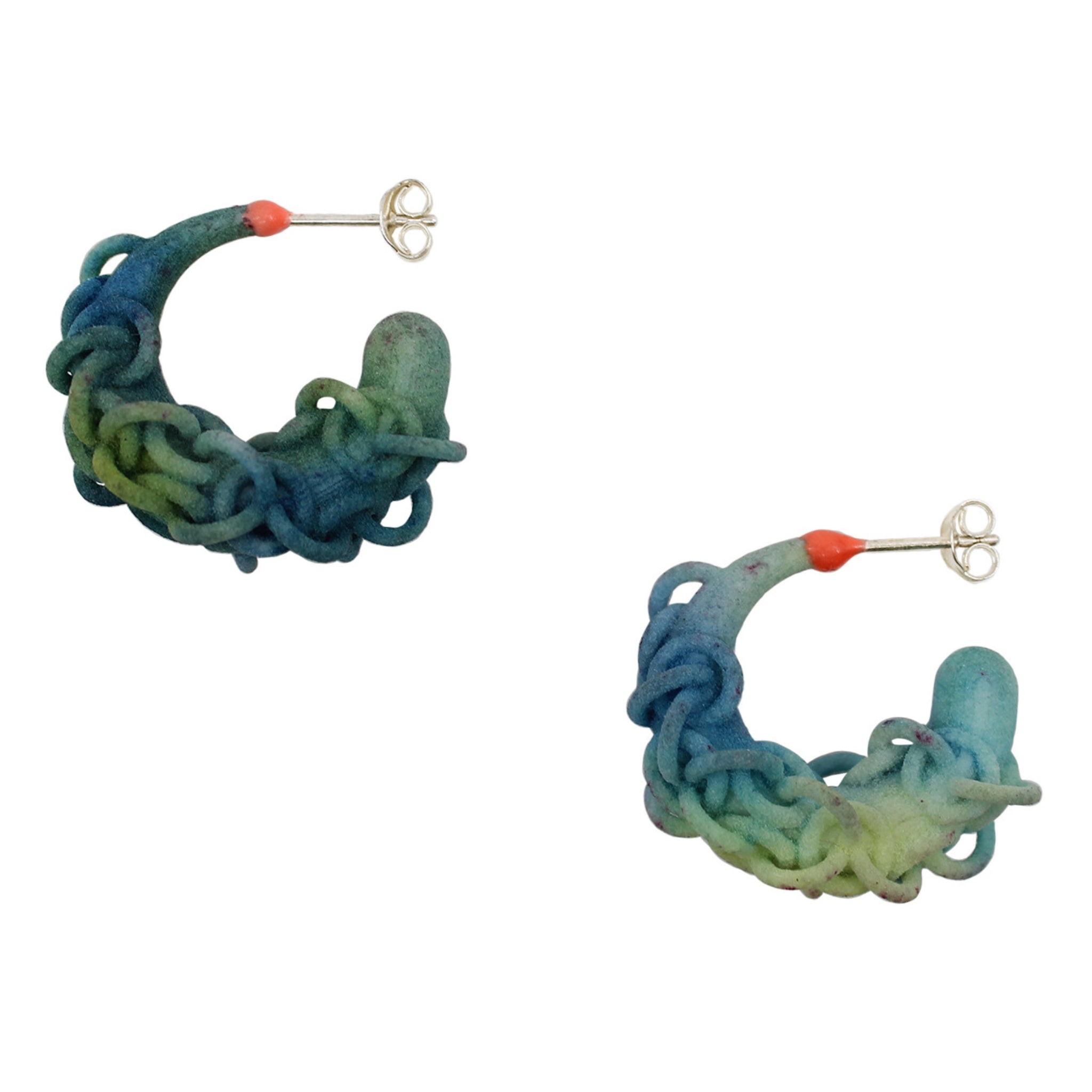 Nylon and Sterling Silver Mini Chain Earrings