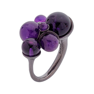 Amethyst Cluster Ring in Silver with Black Rhodium