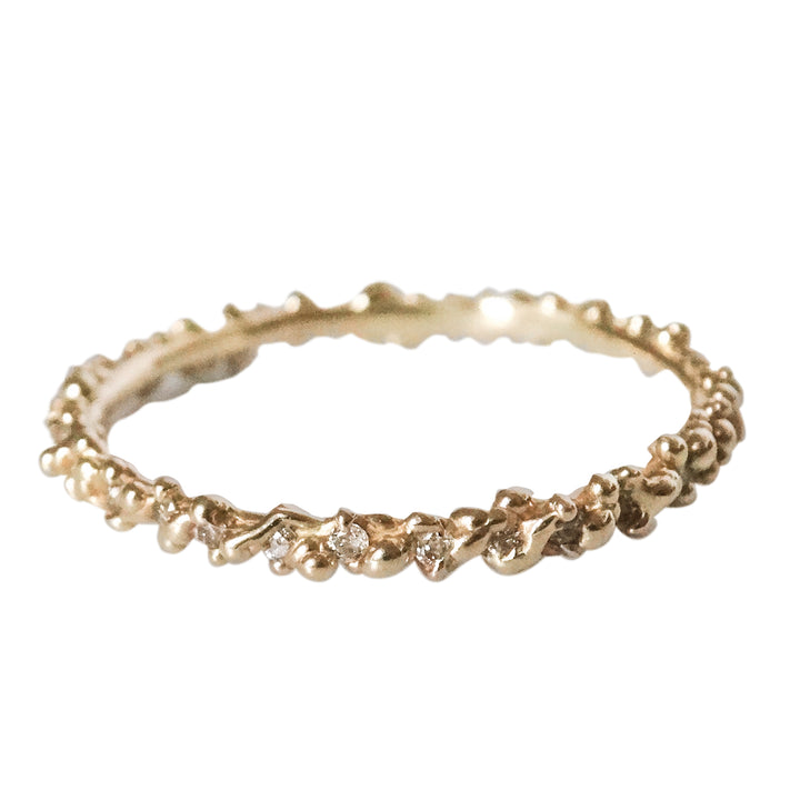 Seeded Ring Cast in 9ct Solid Gold with Diamonds
