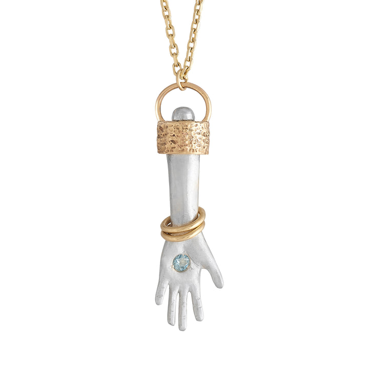 Silver & 9ct Gold Manus Talisman with Tourmaline