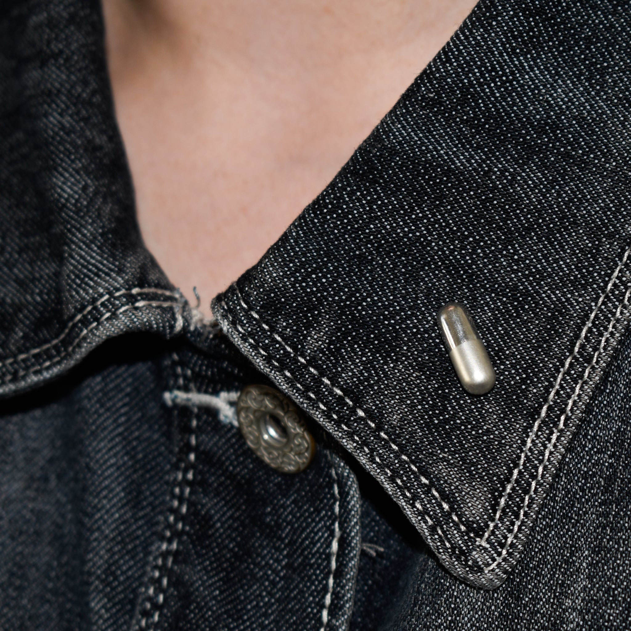 Sterling Silver Pill Pin with Matt/Shine Texture