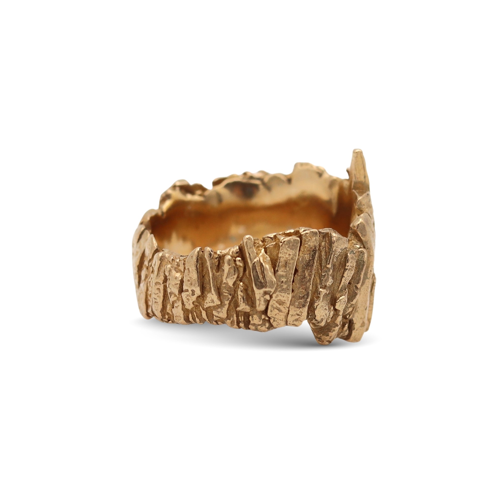 Icelandic Basalt Wide Ring Hand-Cast in Bronze