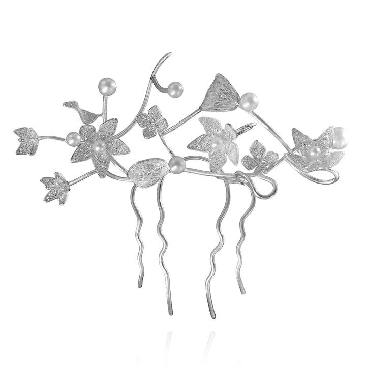 Bloom Statement Hair Ornament in Sterling silver