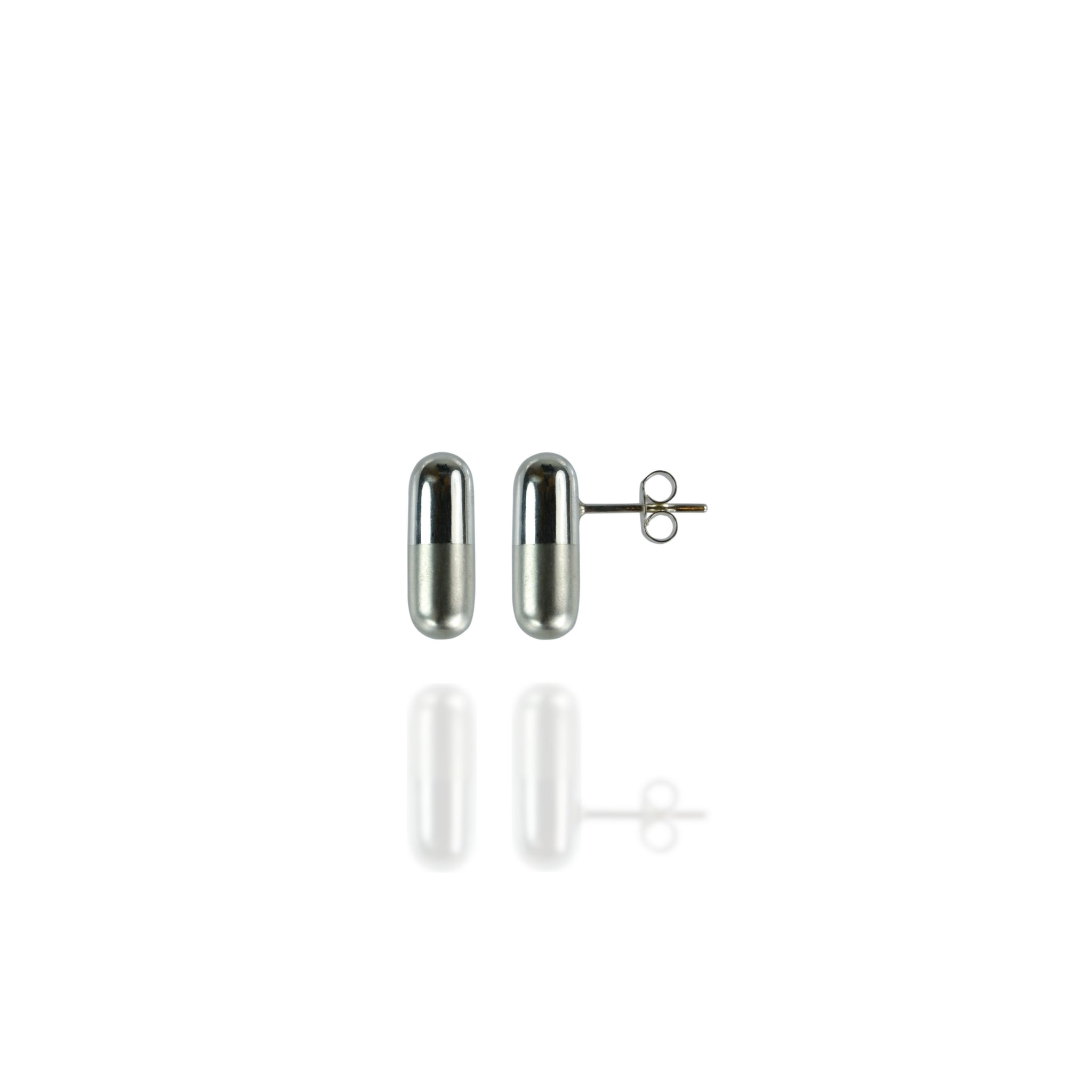 Silver Pill Earrings Cast in Sterling Silver