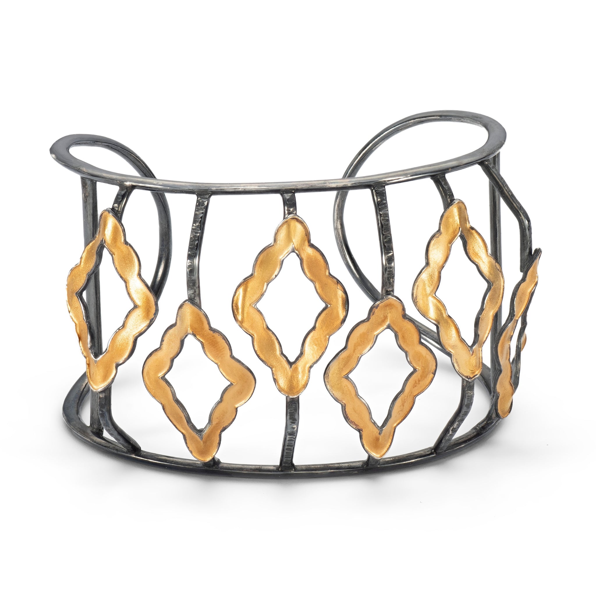 Gothic Lattice Cuff Bracelet in Gold-Plated Silver