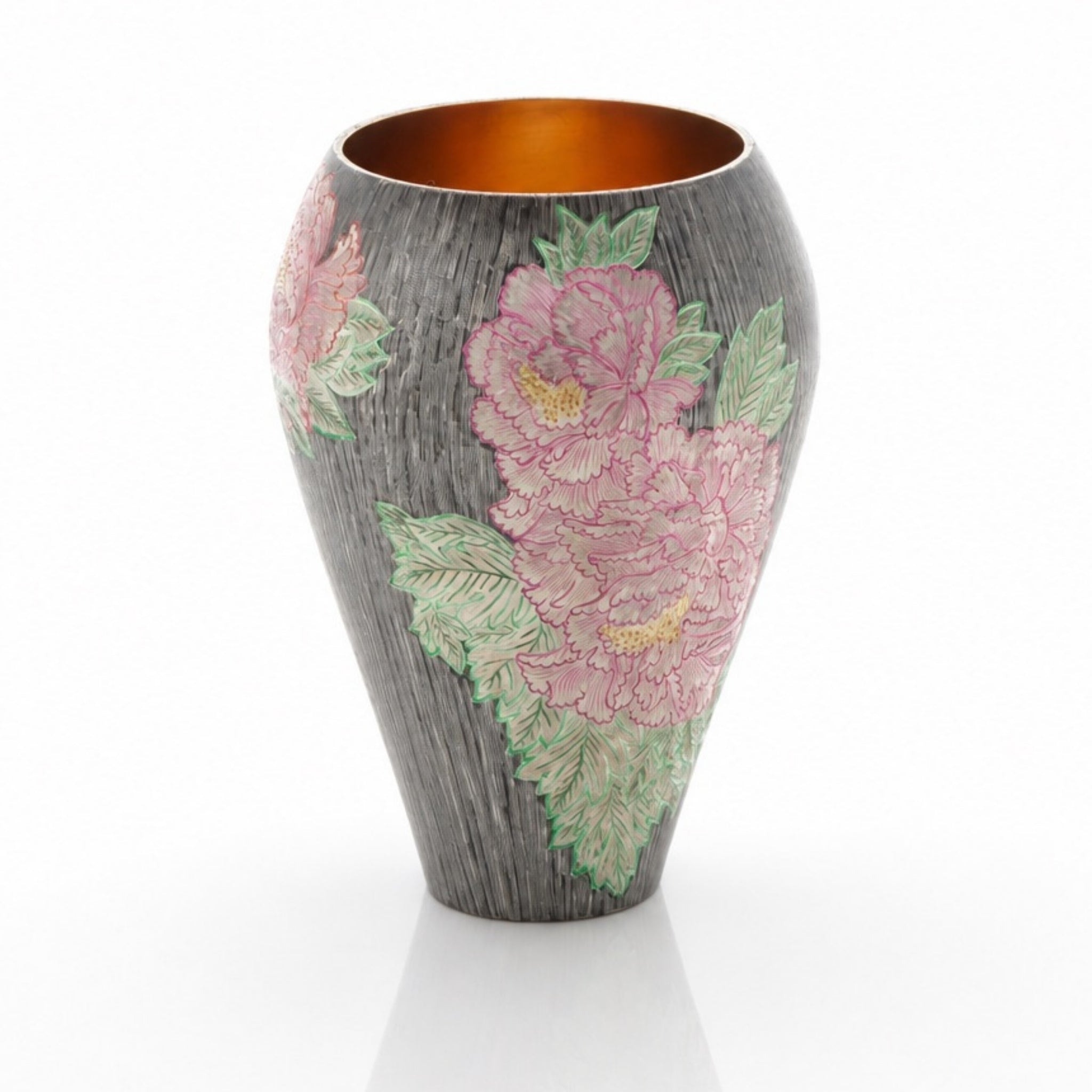 Seasons of Light Spring Peony Vase in Britannia Silver