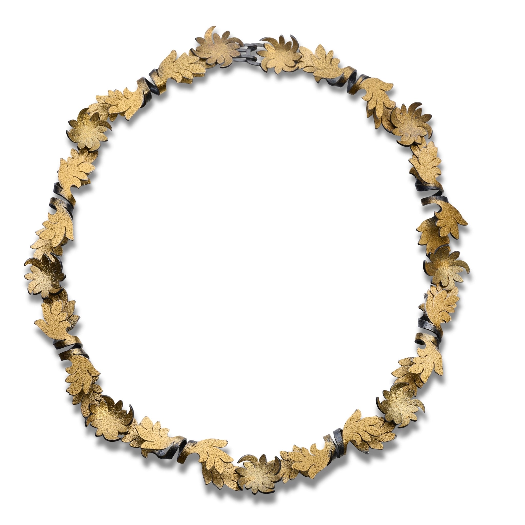Acanthus Frame Necklace in Silver with Gold Foil