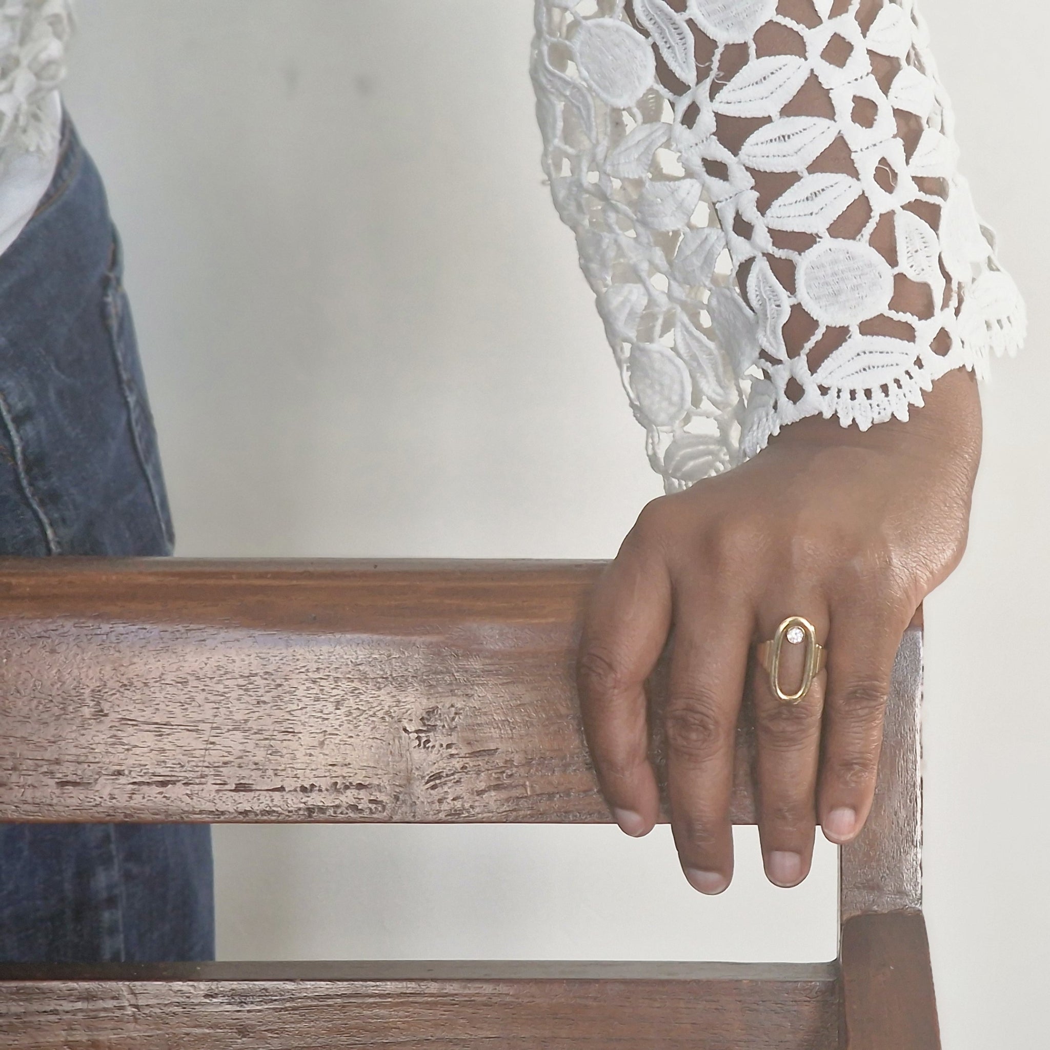 Diana Ring Cast in 14ct Gold with a Diamond Detail