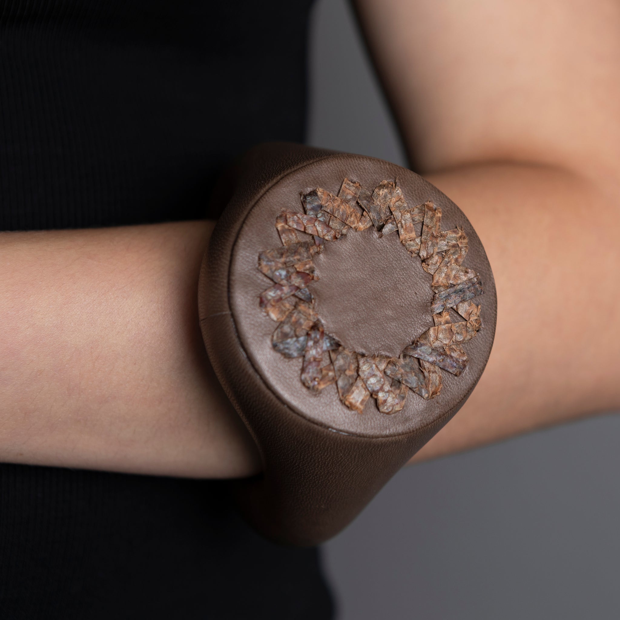 Cross Seas Bracelet in Napa and Sea Bass Leather