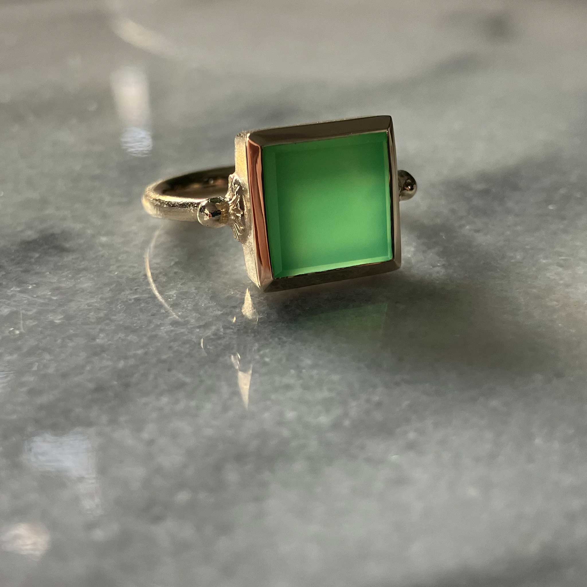 Chrysoprase Statement Ring in 14ct Solid Gold